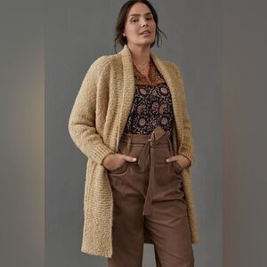 By Anthropologie Lilla Longline Tan Wool Blend Knit Duster Cardigan Large